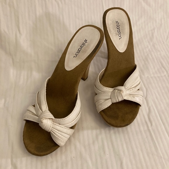 Xhilaration White And Brown Heels Size 6.5 - Picture 2 of 10